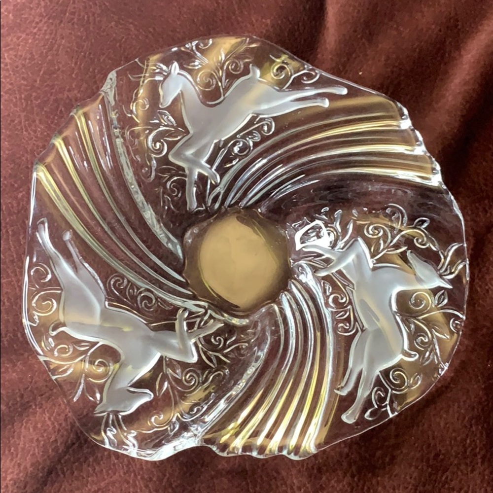 Reindeer glass candy dish